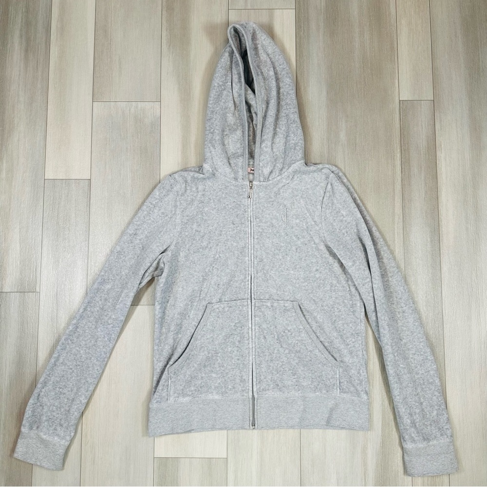 Juicy Couture Women’s Velour Gray Zip-Up Hoodie Size XL